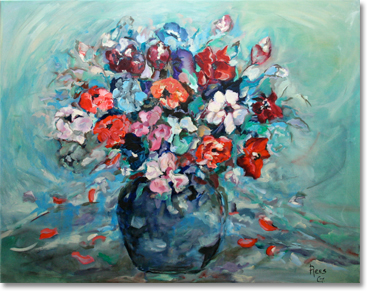 Le bouquet d'Ostwald, en Alsace, une toile de Germaine Rees